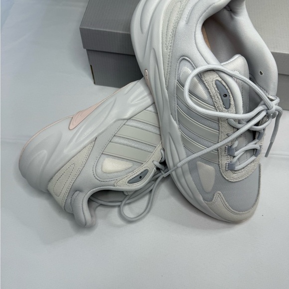 adidas Gray and Pink Athletic Shoes with Cushioned Midsole - Picture 7 of 9